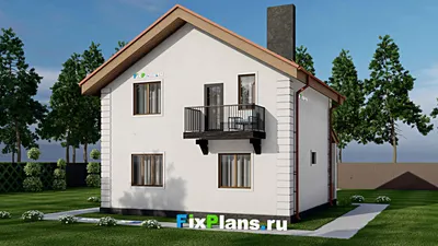Проект дома с мансардой 9 на 10, площадью 250 м² с балконом и 3 спальнями — фасад 2