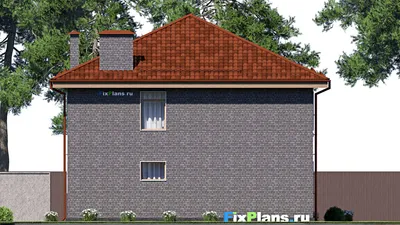 Проект двухэтажного дома 12 на 14, площадью 200 м² с террасой, балконом и 4 спальнями — фасад 6
