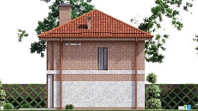 Проект двухэтажного дома 12 на 12, площадью 140 м² с террасой, балконом и 4 спальнями — фасад 5