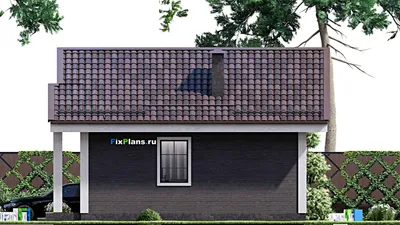 Проект бани 7 на 9, площадью 40 м² с комнатой отдыха и санузлом — фасад 5