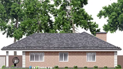 Проект одноэтажного дома 12 на 20, площадью 180 м² с террасой, гаражом на 1 машину и 3 спальнями (F-12545) — фасад 6