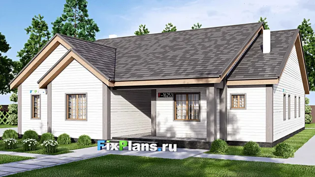 Проект одноэтажного дома 17 на 21, площадью 500 м² с террасой, гаражом на 2 машины и 3 спальнями