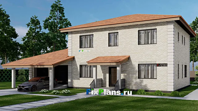 Проект двухэтажного дома 15 на 19, площадью 260 м² с террасой, гаражом на 1 машину и 4 спальнями