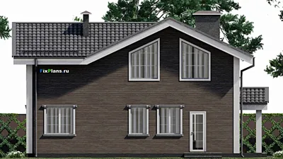 Проект дома с мансардой 13 на 14, площадью 180 м² с 4 спальнями — фасад 5