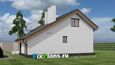 Проект дома с мансардой 10 на 11, площадью 110 м² с террасой и 2 спальнями — фасад 2
