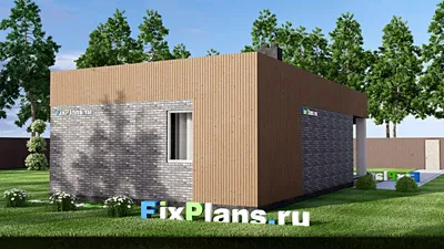 Проект бани 8 на 13, площадью 80 м² с комнатой отдыха, терассой и санузлом (F-15083) — фасад 2