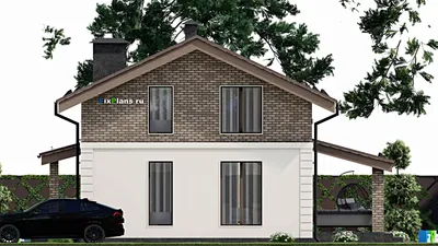 Проект дома с мансардой 9 на 11, площадью 140 м² с террасой и 3 спальнями — фасад 5