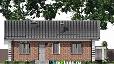 Проект одноэтажного дома 10 на 13, площадью 120 м² с террасой и 3 спальнями — фасад 3