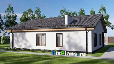 Проект одноэтажного дома 14 на 15, площадью 150 м² с террасой и 3 спальнями — фасад 2