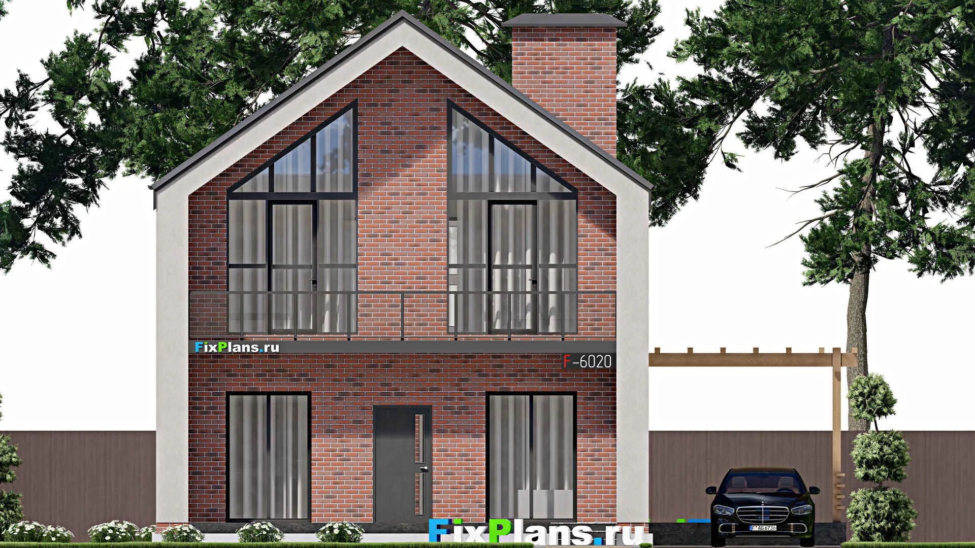 F-6020 - Проект дома с мансардой 13 на 16, площадью 220 м² с террасой, балконом и 4 спальнями