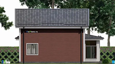 Проект дома с мансардой 12 на 13, площадью 160 м² с гаражом на 1 машину и 4 спальнями — фасад 4