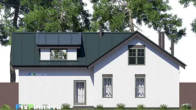 Проект дома с мансардой 14 на 16, площадью 230 м² с террасой, гаражом на 2 машины и 3 спальнями — фасад 6