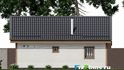 Проект одноэтажного дома 8 на 11, площадью 60 м² с 2 спальнями — фасад 6