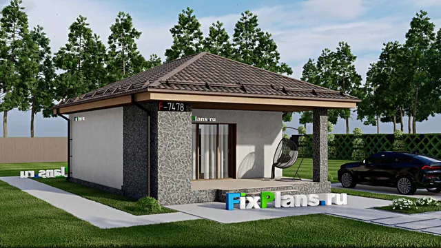 Проект бани 8 на 11, площадью 60 м² с терассой, санузлом и спальней