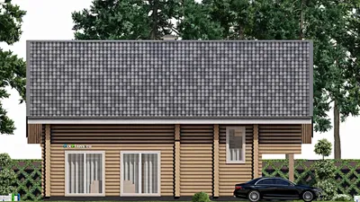 Проект дома с мансардой 13 на 15, площадью 270 м² с террасой и 3 спальнями — фасад 4