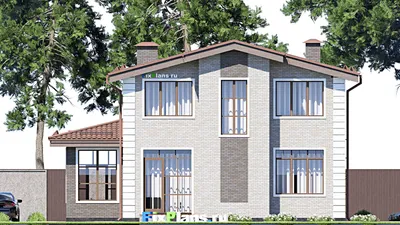 Проект дома с мансардой 13 на 15, площадью 170 м² с 5 спальнями — фасад 6