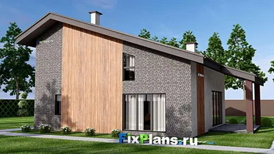 Проект дома с мансардой 11 на 16, площадью 180 м² с террасой, балконом и 3 спальнями — фасад 2
