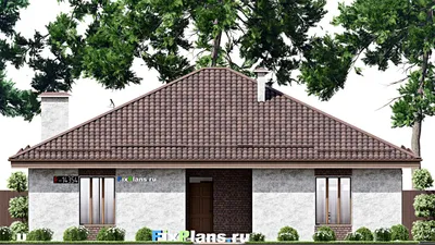 Проект одноэтажного дома 15 на 16, площадью 170 м² с террасой и 3 спальнями (F-14354) — фасад 3