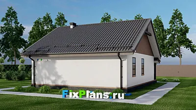 Проект одноэтажного дома 10 на 11, площадью 90 м² с террасой и 2 спальнями (F-2987) — фасад 2