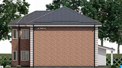 Проект двухэтажного дома 13 на 17, площадью 260 м² с 7 спальнями — фасад 4