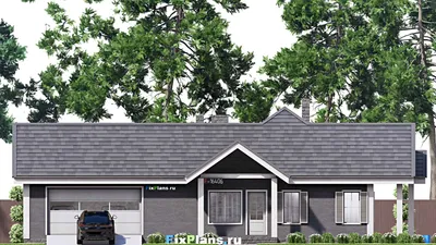 Проект одноэтажного дома 15 на 21, площадью 170 м² с 2 спальнями — фасад 3