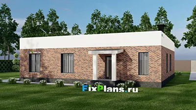 Проект одноэтажного дома 15 на 15, площадью 180 м² с террасой и 3 спальнями — фасад 2