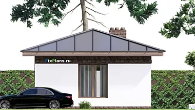 Проект бани 9 на 12, площадью 70 м² с комнатой отдыха, бассейном и санузлом — фасад 5