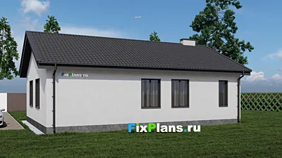 Проект одноэтажного дома 12 на 15, площадью 130 м² с террасой и 3 спальнями — фасад 2