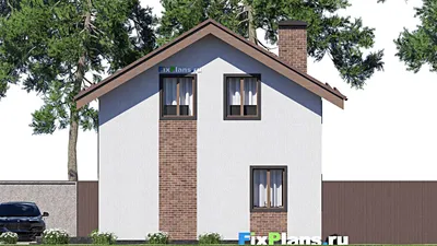 Проект дома с мансардой 11 на 12, площадью 150 м² с террасой и 2 спальнями — фасад 6