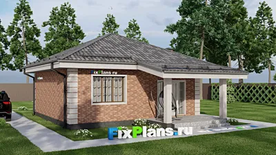 Проект бани 9 на 13, площадью 70 м² с терассой, санузлом и спальней — фасад 2