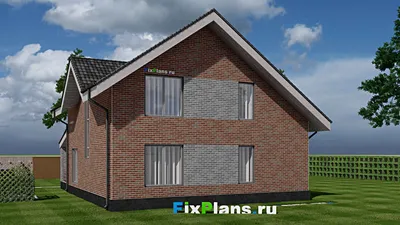Проект дома с мансардой 12 на 12, площадью 210 м² с террасой и 4 спальнями — фасад 2