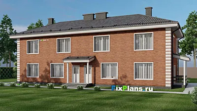Проект двухэтажного дома 12 на 24, площадью 290 м² с 6 спальнями — фасад 2