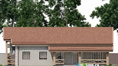 Проект дома с мансардой 16 на 19, площадью 260 м² с террасой и 5 спальнями — фасад 6