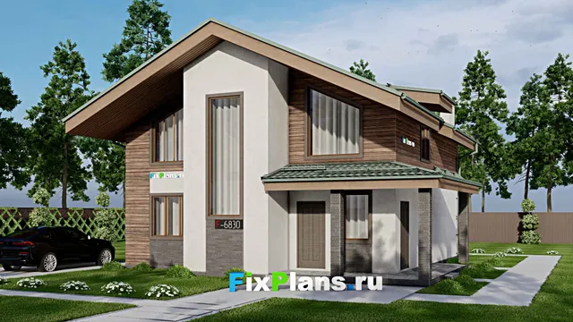 Проект дома с мансардой 12 на 12, площадью 180 м² с террасой и 4 спальнями