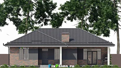 Проект одноэтажного дома 11 на 16, площадью 120 м² с террасой и 3 спальнями (F-4472) — фасад 3