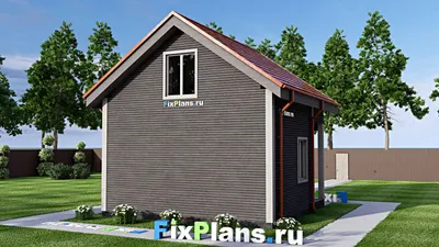 Проект бани 7 на 7, площадью 70 м² с комнатой отдыха, терассой и мансардой — фасад 2