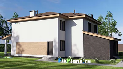 Проект двухэтажного дома 13 на 20, площадью 260 м² с террасой и 3 спальнями — фасад 2