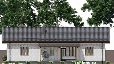 Проект одноэтажного дома 10 на 17, площадью 140 м² с террасой и 3 спальнями — фасад 6