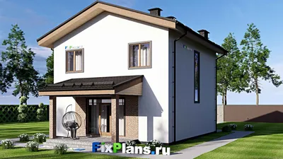 Проект двухэтажного дома 10 на 14, площадью 150 м² с террасой и 4 спальнями — фасад 2