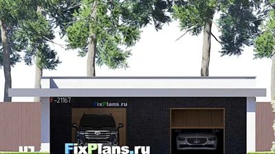 Проект гаража 10 на 13, площадью 60 м² на 2 машиноместа — фасад 3