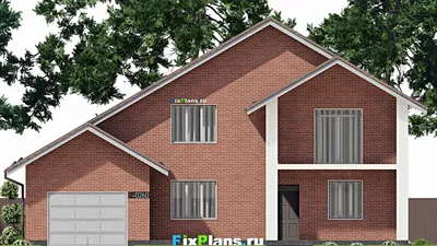 Проект дома с мансардой 12 на 17, площадью 280 м² с террасой, балконом, гаражом на 1 машину и 4 спальнями — фасад 3