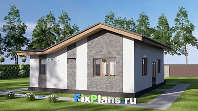 Проект одноэтажного дома 11 на 13, площадью 100 м² с 1 спальнями — фасад 2