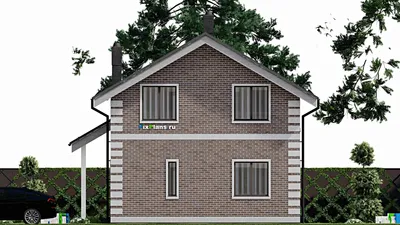 Проект дома с мансардой 8 на 10, площадью 90 м² с 3 спальнями — фасад 5