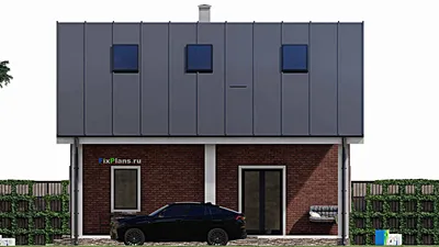 Проект дома с мансардой 9 на 10, площадью 150 м² с террасой, балконом и 3 спальнями (F-1160) — фасад 5