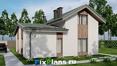 Проект дома с мансардой 11 на 13, площадью 140 м² с 5 спальнями — фасад 2