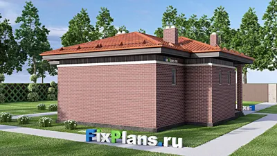 Проект бани 12 на 14, площадью 100 м² с терассой и 2 санузлами — фасад 2