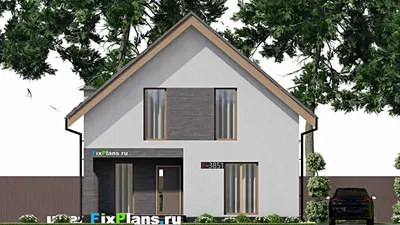 Проект дома с мансардой 10 на 10, площадью 180 м² с террасой, балконом и 4 спальнями — фасад 3