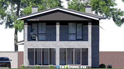 Проект двухэтажного дома 11 на 15, площадью 210 м² с террасой, балконом и 5 спальнями — фасад 6