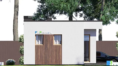 Проект бани 8 на 13, площадью 70 м² с комнатой отдыха и санузлом — фасад 4