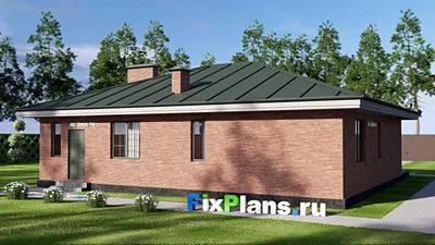 Проект одноэтажного дома 14 на 15, площадью 150 м² с террасой и 3 спальнями — фасад 2